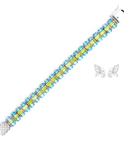 Blue Topaz & Peridot Gemstone Bracelet