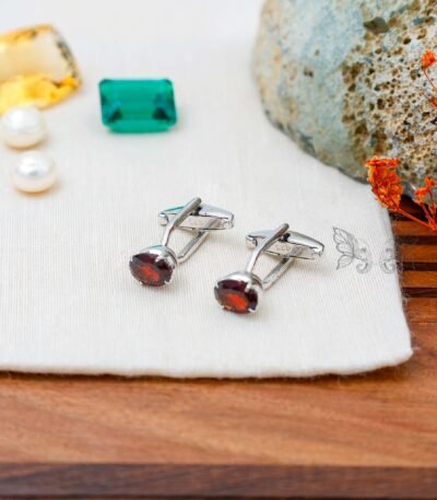 Silver Garnet Cufflinks