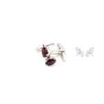 Garnet Silver Cufflinks