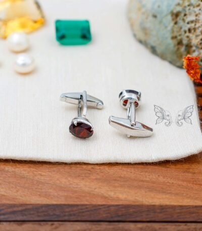 Garnet Silver Cufflinks