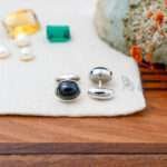 Silver Cufflinks Black Star