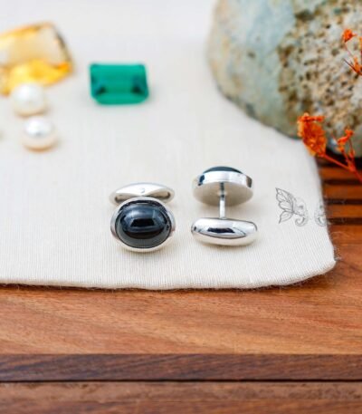 Silver Cufflinks Black Star