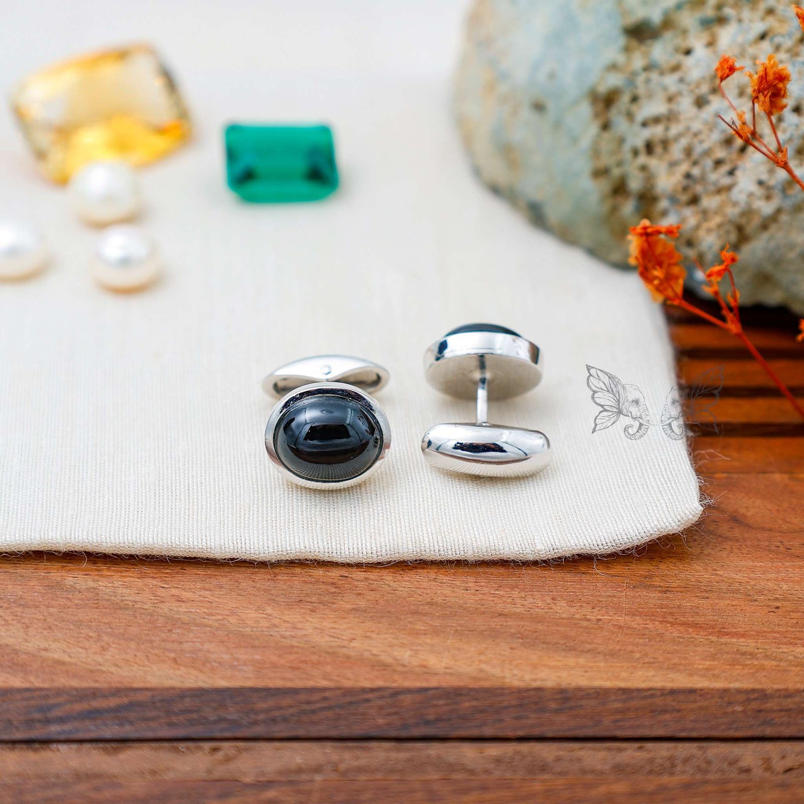 Silver cufflinks 37 (5) Silver Cufflinks Black Star