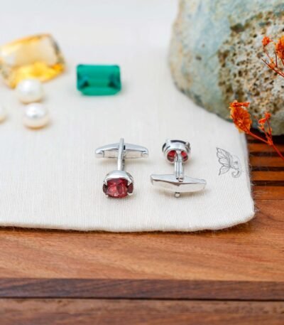 Garnet Silver Cufflinks