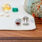 Garnet Silver Cufflinks