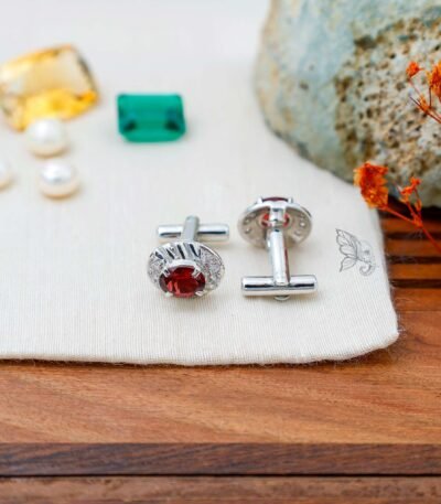 Garnet Silver Cufflinks