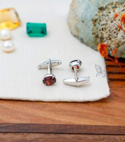 Silver Garnet Cufflinks