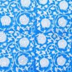 100% Pure Cotton Blue Hand Block Printed Bed Sheet with Pillow Covers | Crafts in India - Image 2