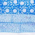 100% Pure Cotton Blue Hand Block Printed Bed Sheet with Pillow Covers | Crafts in India - Image 7
