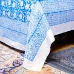 100% Pure Cotton Blue Hand Block Printed Bed Sheet with Pillow Covers | Crafts in India - Image 6