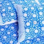 100% Pure Cotton Blue Hand Block Printed Bed Sheet with Pillow Covers | Crafts in India - Image 4