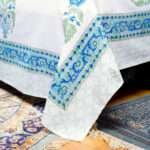 Traditional Blue & Green Floral Hand Block Printed Bedsheet (100% Cotton)- Crafts in India
