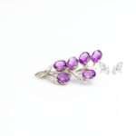 Amethyst Silver Floral Brooch