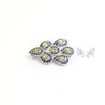 Peridot & Sapphire Silver Brooch