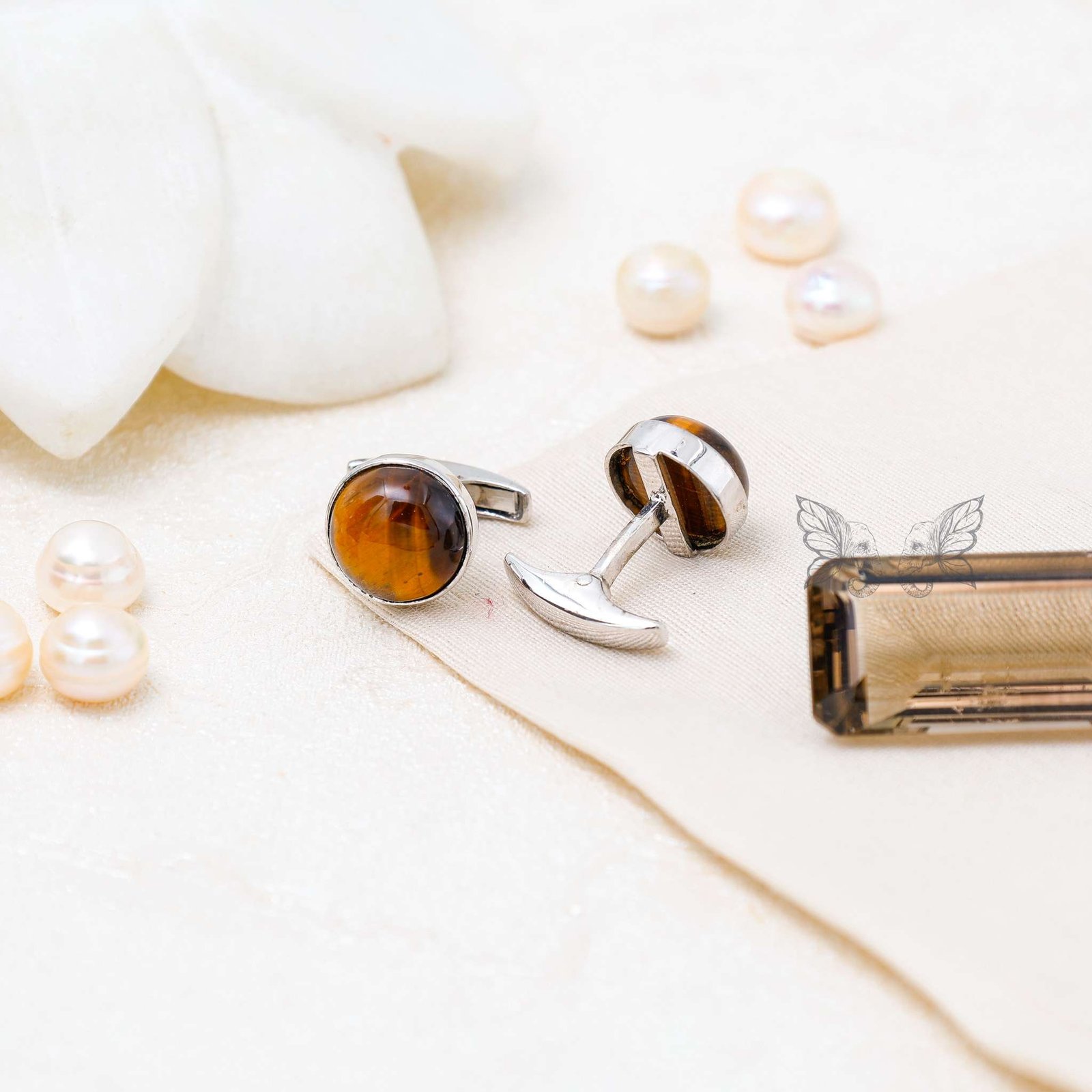 silver brooch-3 Tiger's Eye Cufflinks