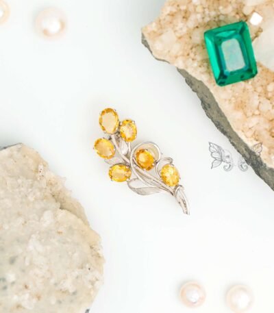 Citrine Floral Brooch