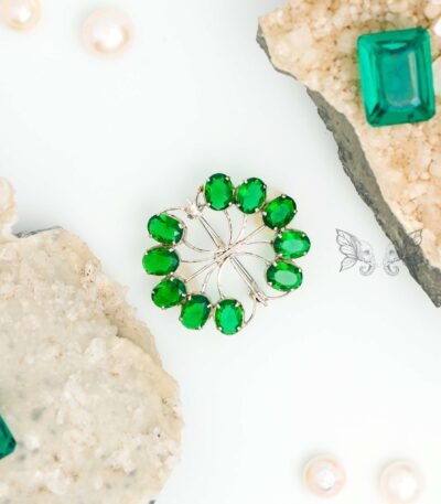 Green Hydro Gemstone Brooch