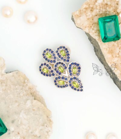 Peridot & Sapphire Silver Brooch