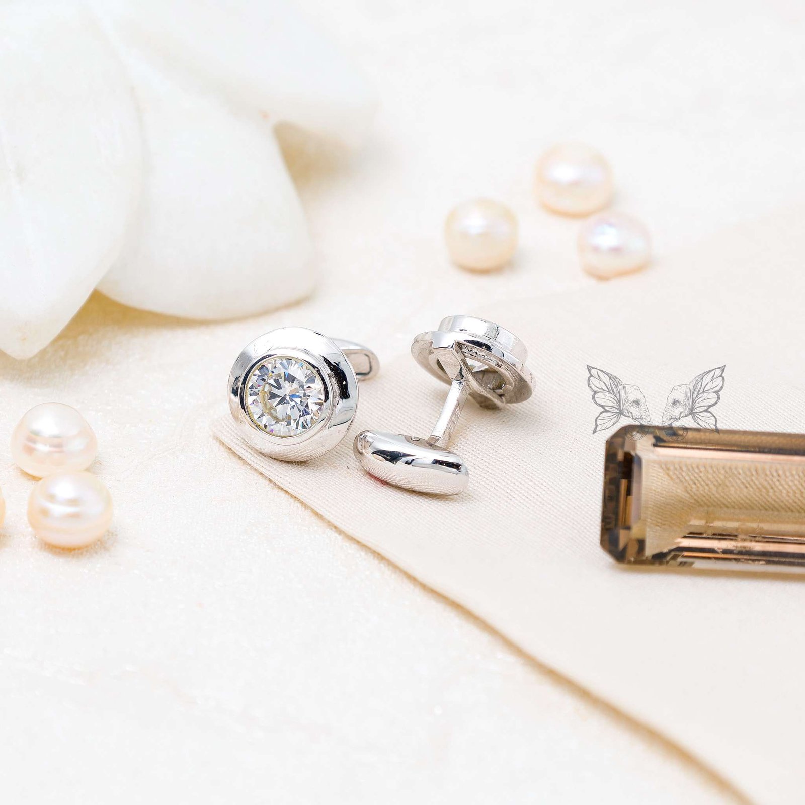 silver brooch-9 Zircon Cufflinks