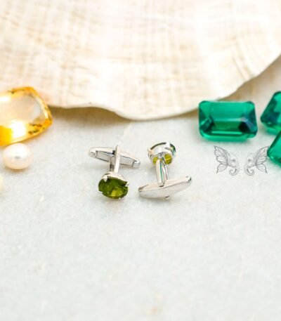 Peridot Silver Cufflinks