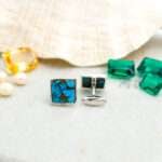 Turquoise Silver Cufflinks for Men