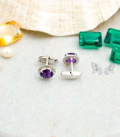 Amethyst Silver Cufflinks