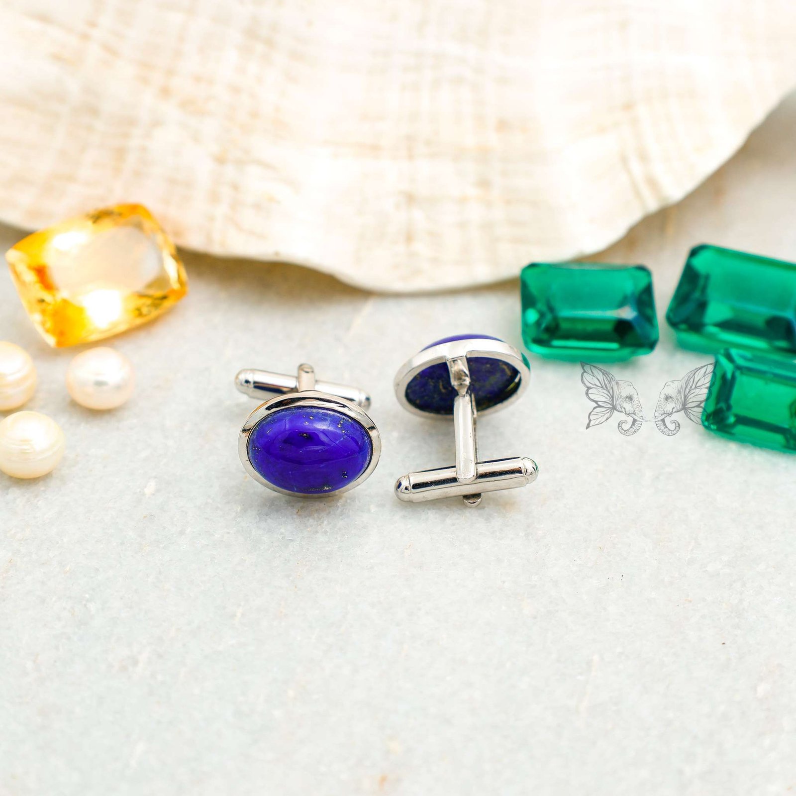 silver cufflinks 20 (5) Oval Lapis Lazuli Cufflinks