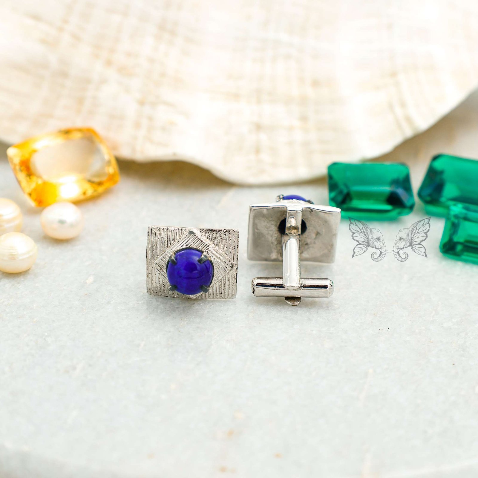 silver cufflinks 21 (5) Lapis Cufflinks