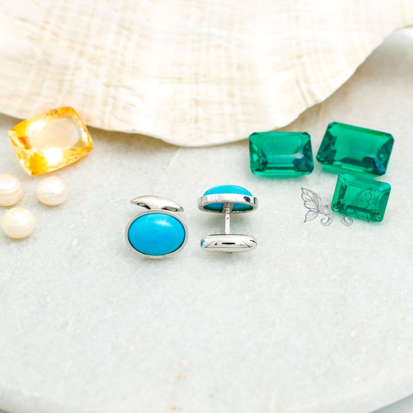 silver cufflinks 22 (5) Turquoise Gemstone Cufflinks