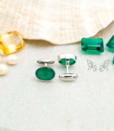 Silver Green onyx Cufflinks