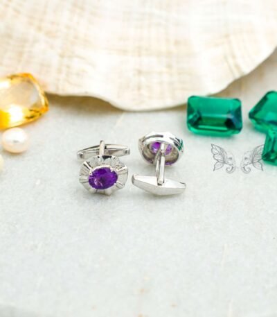 Silver Amethyst Cufflinks