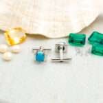 Natural Turquoise Gemstone 925 Silver Cufflinks – Handmade Designer Men’s Accessories