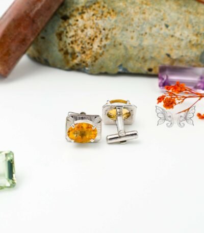 Citrine Silver Cufflinks