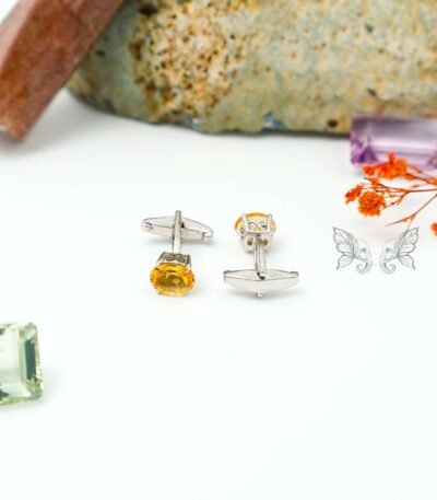 Citrine Silver Cufflinks