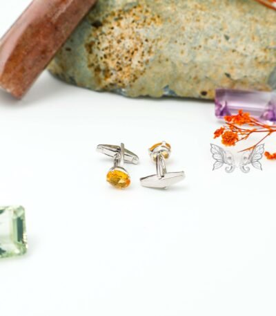 Citrine Cufflinks in Silver