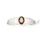 Jaipur Handcrafted Smoky Topaz Solitaire Bangle Bracelet in 925 Silver - Image 2
