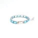 Handcrafted 92.5 Sterling Silver Blue Topaz Tennis Bracelet | Emerald Cut Sky Blue Topaz Gemstone Line Bracelet for Men | Elegant Fine Jewelry