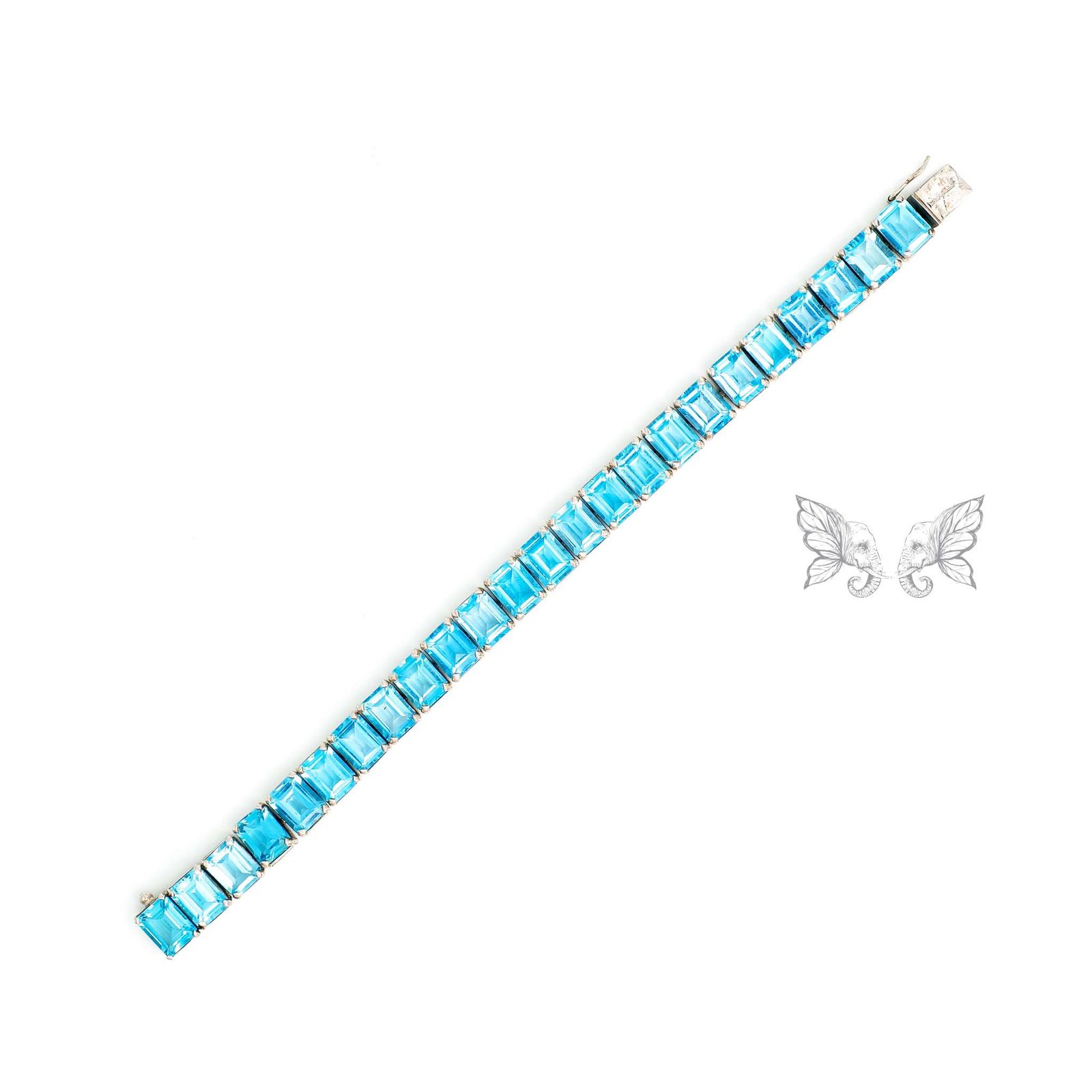 SLB307 (2) blue topaz line bracelet